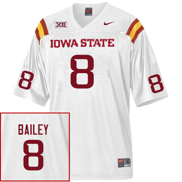 Men #8 Cordarrius Bailey Iowa State Cyclones College Football Jerseys Sale-White